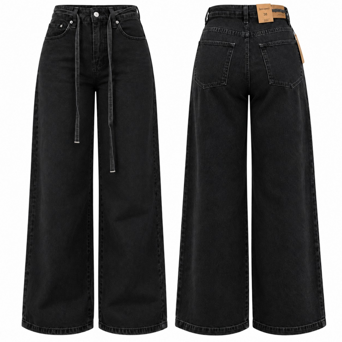 👖 Jean Femme Wide Leg Taille Haute – Noir