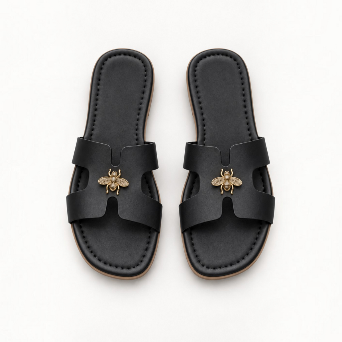 Claquettes Femme Chic à Abeille Dorée – Confort & Élégance